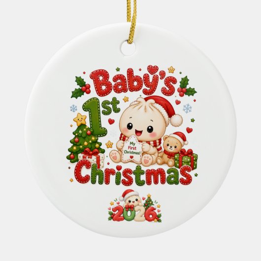 Kerstmis voor de allereersten keramisch ornament (Voorkant)