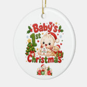 Kerstmis voor de allereersten keramisch ornament (Links)