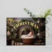 Kerstmis voor de allerkleinsten Moderne typografie Folie Feestdagenkaart (Staand Voorkant)