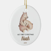 Kerstmis voor de baby | Knuffige babyspeelgoedbeer Keramisch Ornament (Rechts)