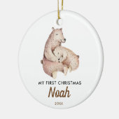 Kerstmis voor de baby | Knuffige babyspeelgoedbeer Keramisch Ornament (Links)