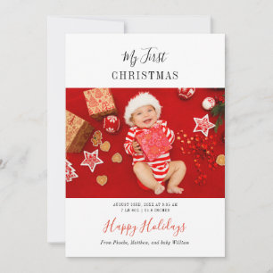 Kerstmis voor de baby voor het eerst 5 foto's feestdagenkaart