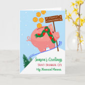Kerstmis voor de Financial Advisor Piggy Bank Kaart (Gele Bloem)