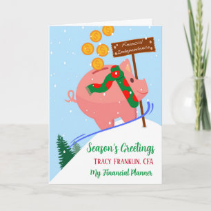 Kerstmis voor de Financial Advisor Piggy Bank Kaart