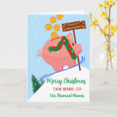 Kerstmis voor de Financial Planner Piggy Bank Kaart (Gele Bloem)