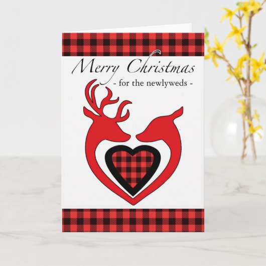 Kerstmis voor de pasgehuwden met hertenprint kaart (Gele Bloem)