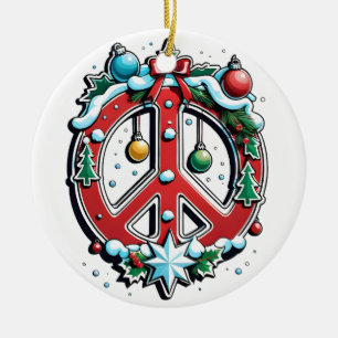 Kerstmis voor de vrede keramisch ornament