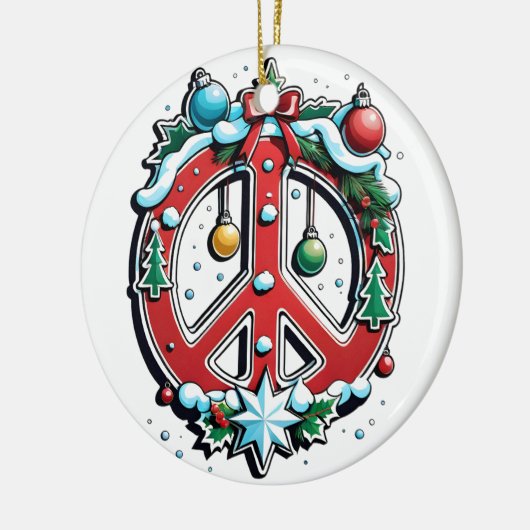 Kerstmis voor de vrede keramisch ornament (Links)