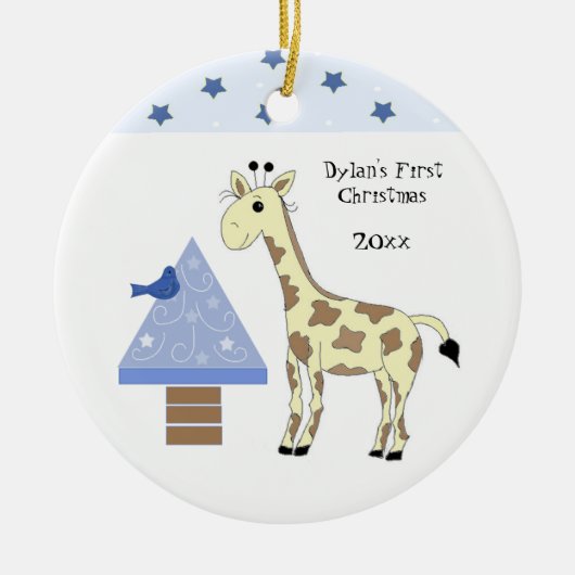 Kerstmis voor Giraffe Baby Keramisch Ornament (Voorkant)