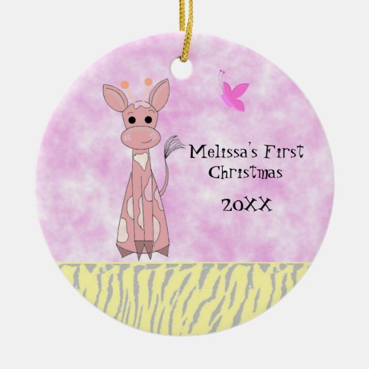 Kerstmis voor Giraffe Baby Keramisch Ornament (Voorkant)