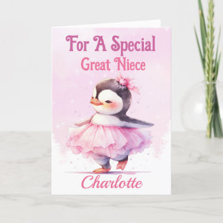 Kerstmis voor Grote Nicht Pinguïn Roze Ballerina Feestdagen Kaart