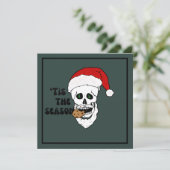 Kerstmis voor Halloween Lover's Santa Skull Feestdagenkaart (Staand voorkant)