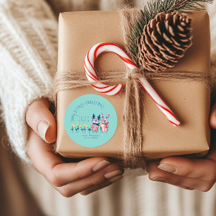 Kerstmis voor het eerst voor de baby met leuke Ren Ronde Sticker