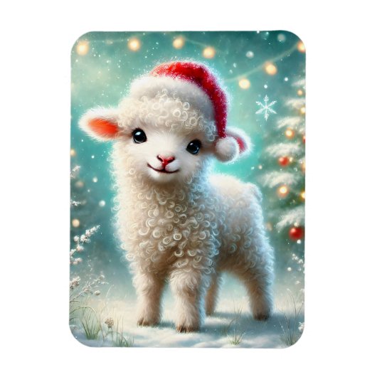 Kerstmis voor het eerste van een lammetje magneet (Verticaal)