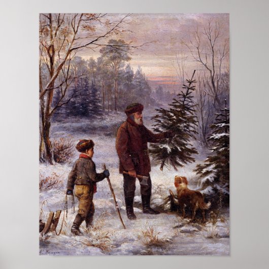Kerstmis voor Kerst Franz Krüger Kerstboom Sneeuw Poster (Voorkant)