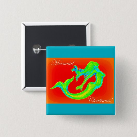 kerstmis voor maid vierkante button 5,1 cm (Voorkant /achterkant)