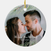 Kerstmis voor Meneer en Mevrouw met Jaar en Foto Keramisch Ornament (Achterkant)