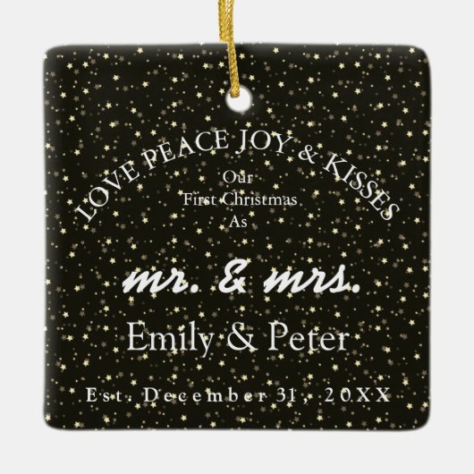 Kerstmis voor Mr & Mrs Getrouwd Keramisch Ornament (Voorkant)