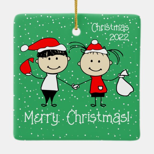  Kerstmis voor paren Fun Holiday Keramisch Ornament (Achterkant)