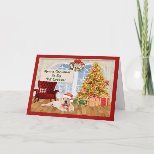 Kerstmis voor Pet Groomer met Lab Kaart (Voorkant)