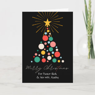 Kerstmis voor predikant en zijn vrouw met kerstboo kaart