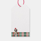 Kerstmis voor Saint Bernard Rood Groen Geruit Hond Cadeaulabel (Achterkant)