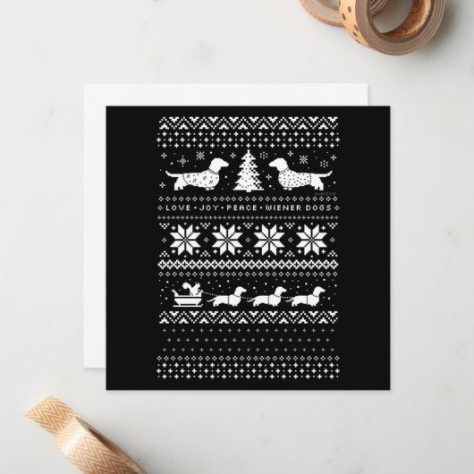 Kerstmis voor Teckel Notitiekaartje (Voorkant / Achterkant in situ)