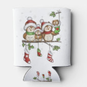 Kerstmis voor uil liefhebbers schattige uil famili blikjeskoeler (Achterkant)