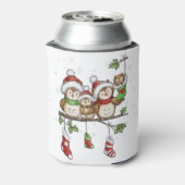 Kerstmis voor uil liefhebbers schattige uil famili blikjeskoeler (Blikje Achterkant)