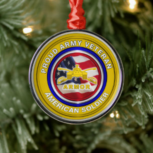 Kerstmis voor veteranen van het pantserleger metalen ornament