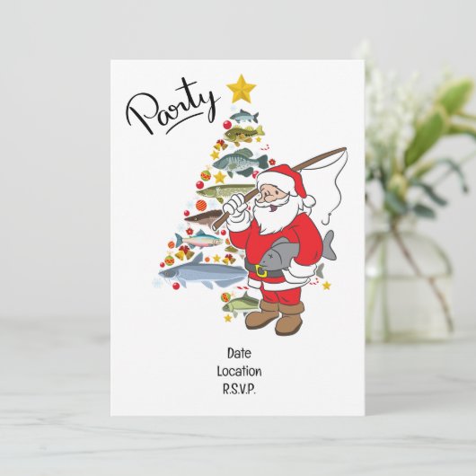 Kerstmis voor Visliefhebbers met Kerstman Kaart (Staand voorkant)