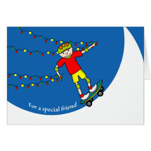 Kerstmis voor Vriend, Skateboarder met licht