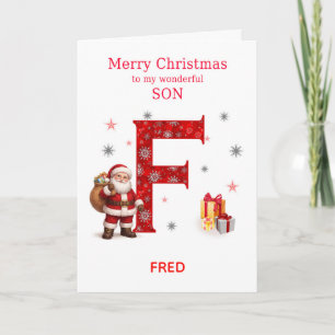 Kerstmis voor zoon Voeg een naam toe die begint me Feestdagen Kaart