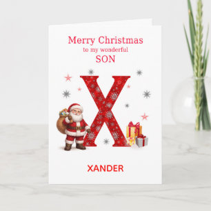 Kerstmis voor zoon Voeg een naam toe die begint me Feestdagen Kaart