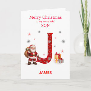 Kerstmis voor zoon Voeg een naam toe die begint me Feestdagen Kaart