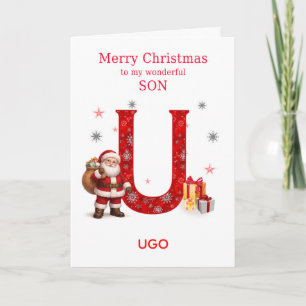 Kerstmis voor zoon Voeg een naam toe die begint me Feestdagen Kaart