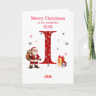 Kerstmis voor zoon Voeg een naam toe die begint me Feestdagen Kaart