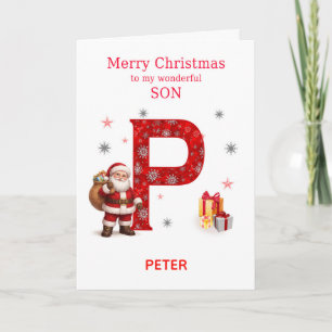 Kerstmis voor zoon Voeg een naam toe die begint me Feestdagen Kaart