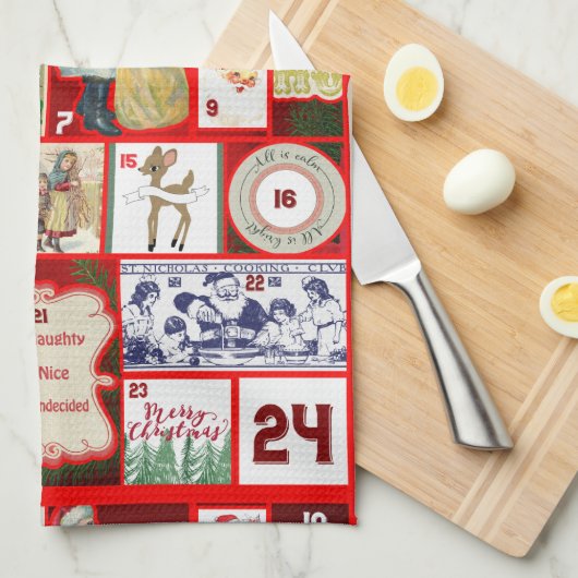 Kerstmis voorbij keukenhanddoek (Quarter Fold)