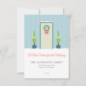 Kerstmis voordeur nieuwe huis bewegende aankondigi kaart (Voorkant)