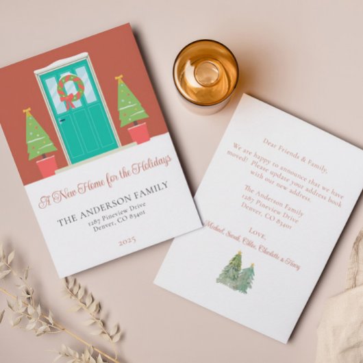 Kerstmis voordeur vakantie bewegende aankondiging