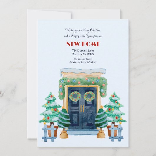 Kerstmis voordeur verhuis aankondiging (Voorkant)