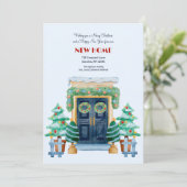 Kerstmis voordeur verhuis aankondiging (Staand voorkant)