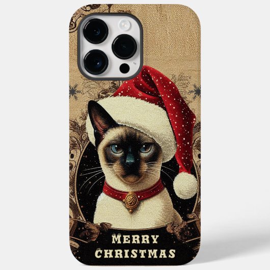 Kerstmis vorstelijke Siamese kat, Kerstmis Santa K Case-Mate iPhone Case (Achterkant)