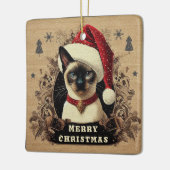 Kerstmis vorstelijke Siamese kat, Kerstmis Santa K Keramisch Ornament (Links)