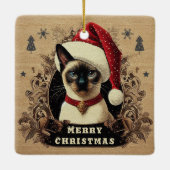 Kerstmis vorstelijke Siamese kat, Kerstmis Santa K Keramisch Ornament (Achterkant)