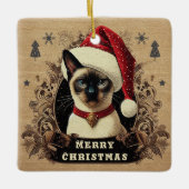 Kerstmis vorstelijke Siamese kat, Kerstmis Santa K Keramisch Ornament (Voorkant)