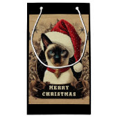 Kerstmis vorstelijke Siamese kat, Kerstmis Santa K Klein Cadeauzakje (Achterkant)