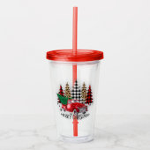 Kerstmis vrachtwagen en bomen acryl drinkbeker (Voorkant)