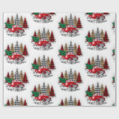Kerstmis vrachtwagen en bomen cadeaupapier (Vlak)